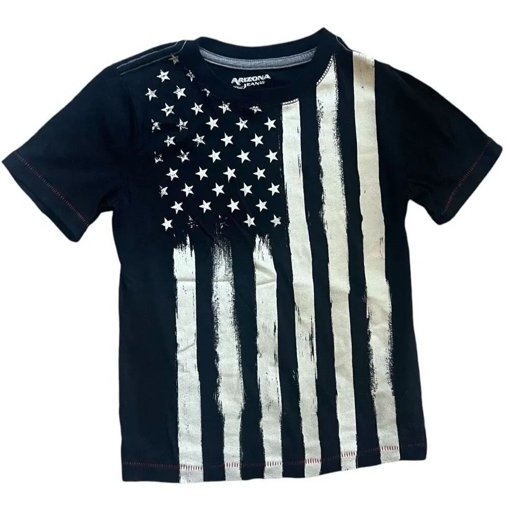 Youth Boys Arizona American Flag Burnout Graphic Tee Shirt - Sz 6
